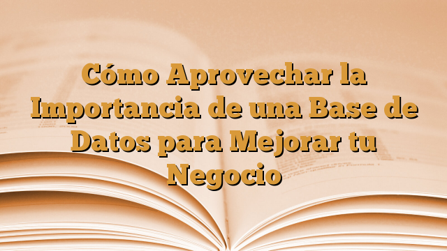 Cómo Aprovechar la Importancia de una Base de Datos para Mejorar tu Negocio